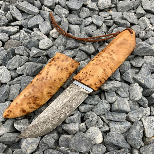 Damascus Steel Camping Knife - Outdoor Survival Tool