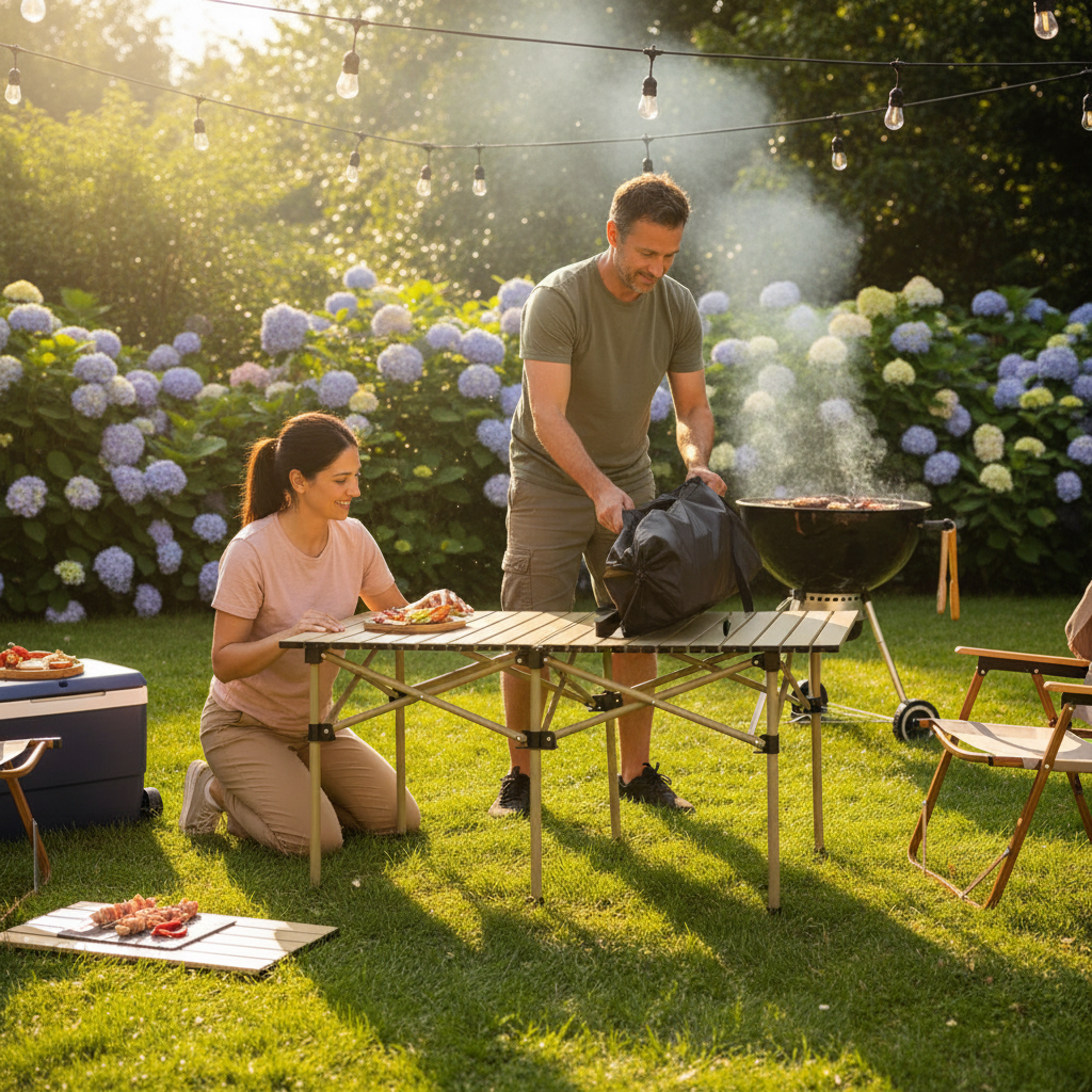 Backyard BBQ setup