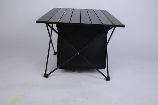 Foldable Camping Table - Portable Aluminum Roll-Up Table with Storage Basket