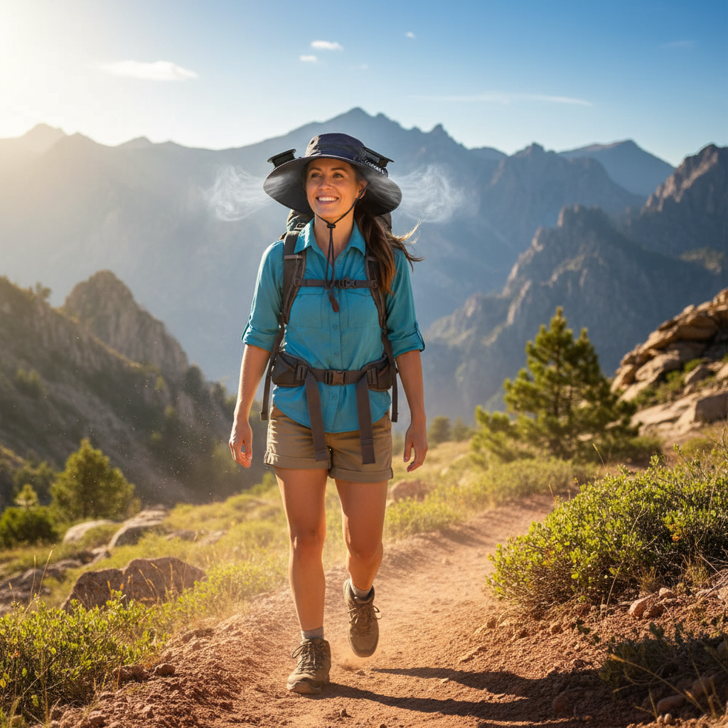 Mountain hiking sunny trail