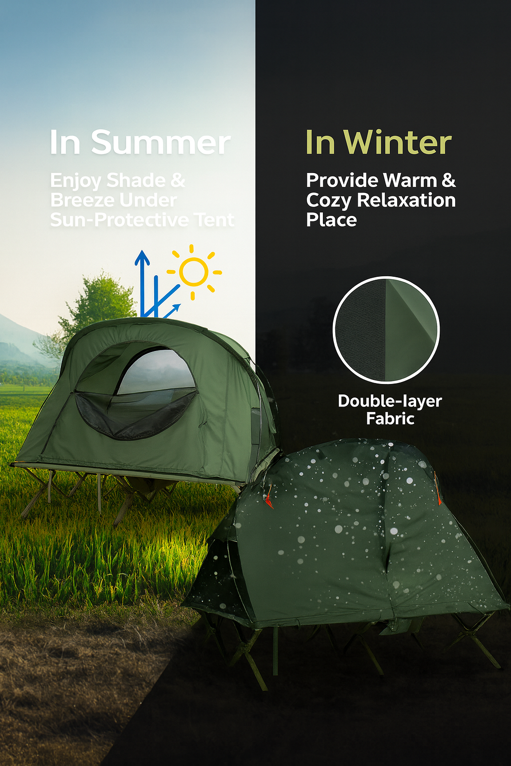 2-Person Camping Tent with Rainfly - 4-Season Outdoor Shelter