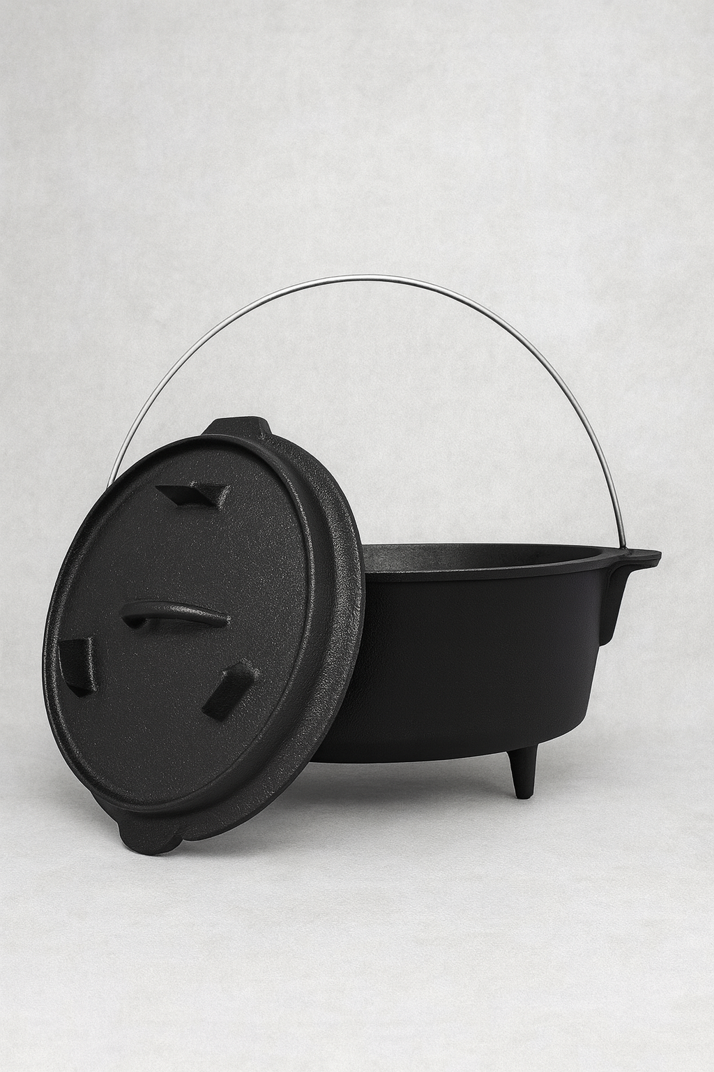 Cast Iron Dutch Oven with Legs - Pre-Seasoned Camping Pot for Campfire Cooking