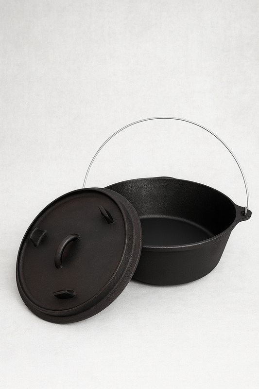 Cast Iron Dutch Oven with Legs - Pre-Seasoned Camping Pot for Campfire Cooking