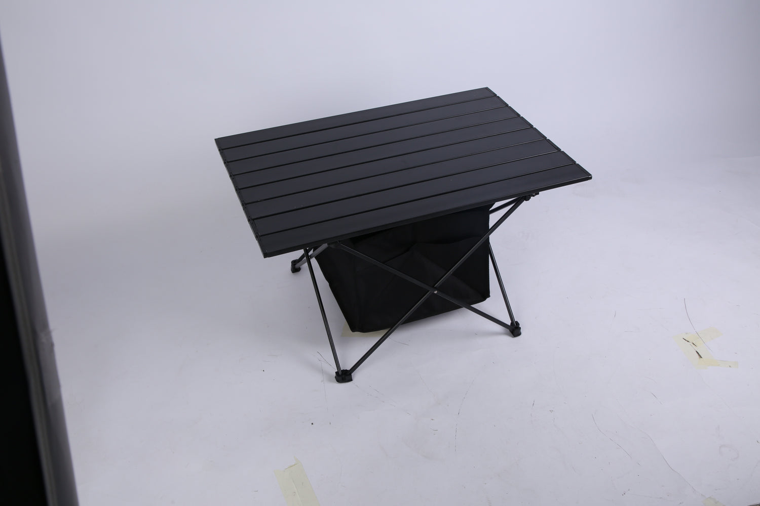 Foldable Camping Table - Portable Aluminum Roll-Up Table with Storage Basket