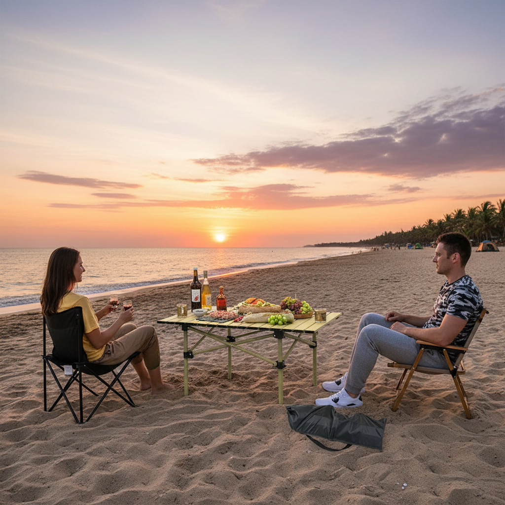 Beach picnic sunset