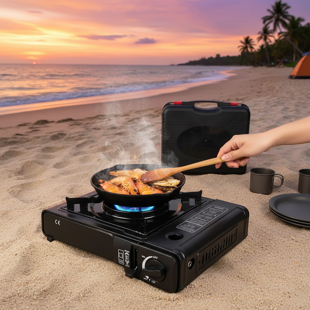 Beach seafood cooking