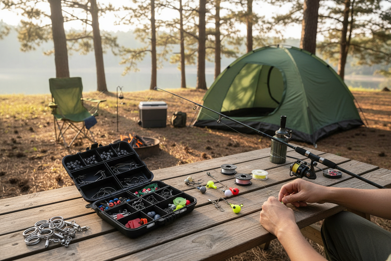 Camping fishing prep