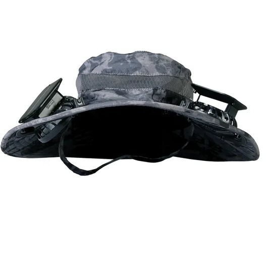 Solar Powered Fishing Hat with Dual Fans - UPF50+ Wide Brim Sun Protection Hat for Hiking & Camping