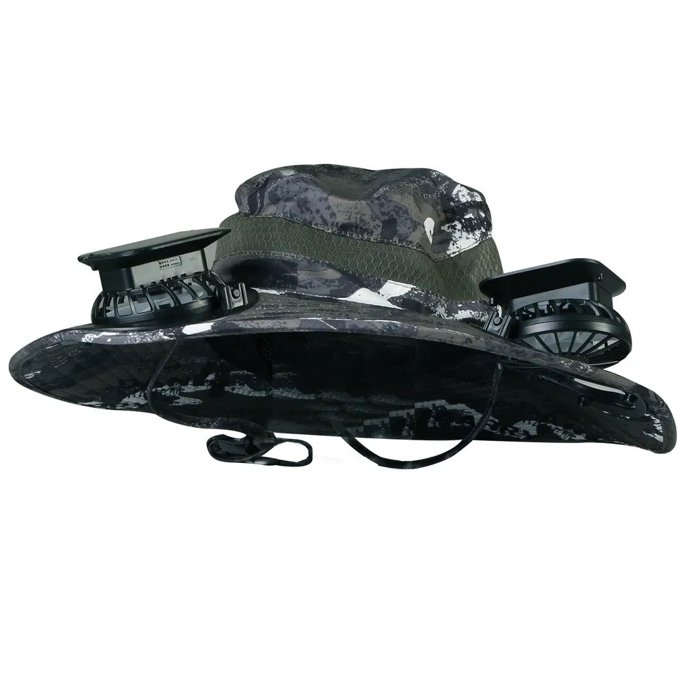 Solar Powered Fishing Hat with Dual Fans - UPF50+ Wide Brim Sun Protection Hat for Hiking & Camping