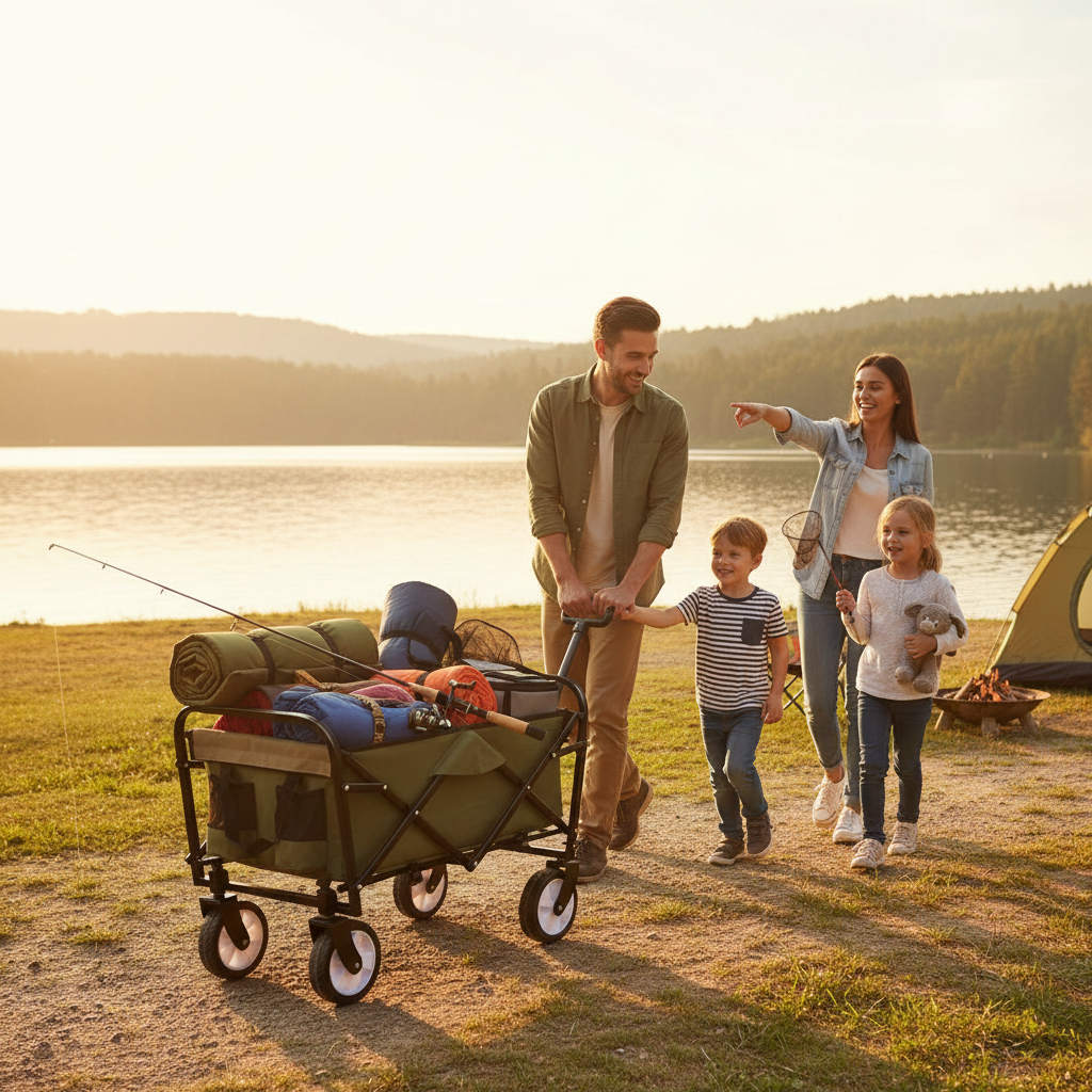 Family camping lakeside