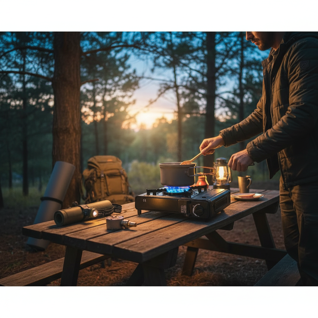 Forest campsite cooking