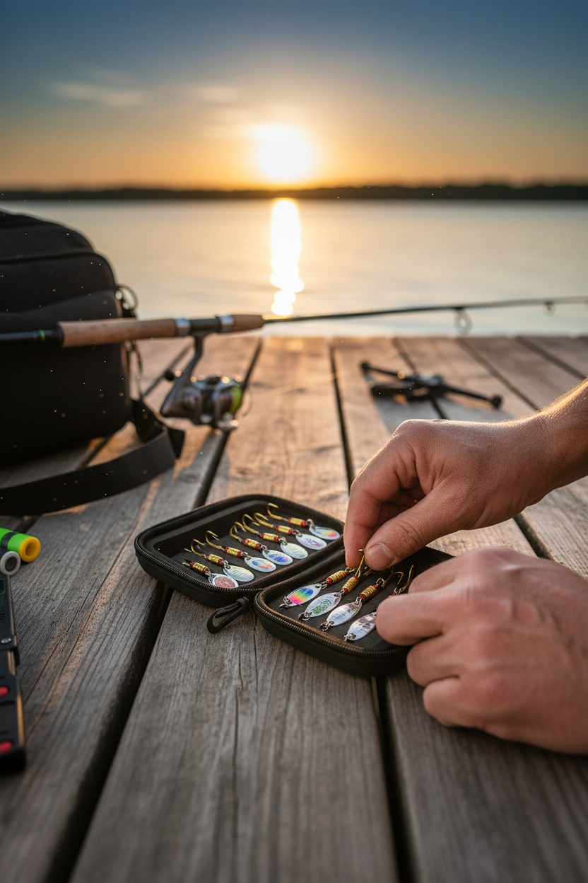 Hands selecting lure
