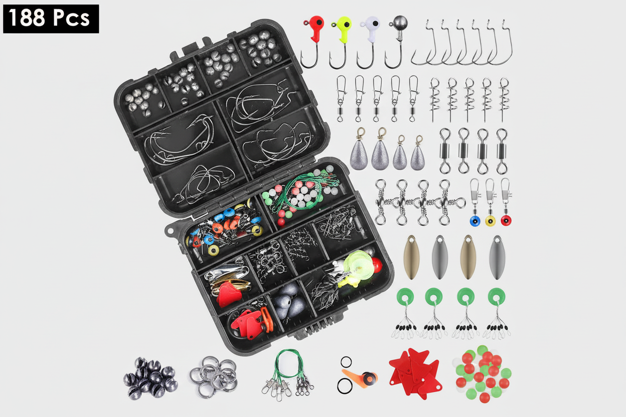 Kutija sa 188 delova pribora za pecanje