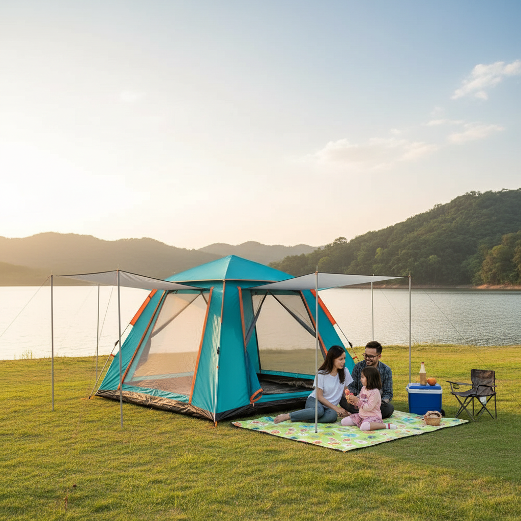 Lakeside family camping