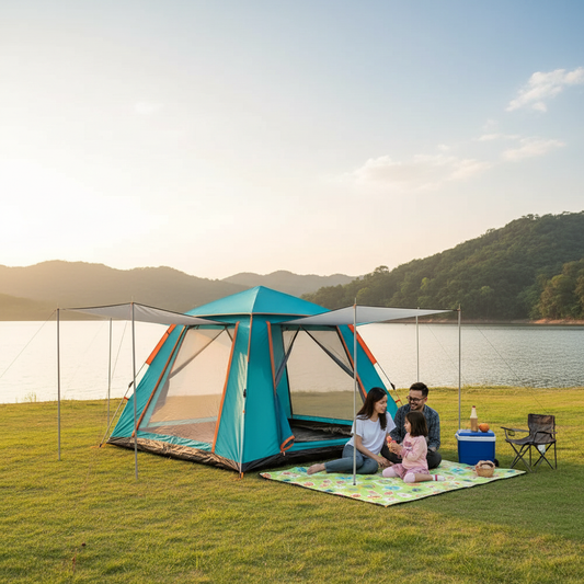 Lakeside family camping