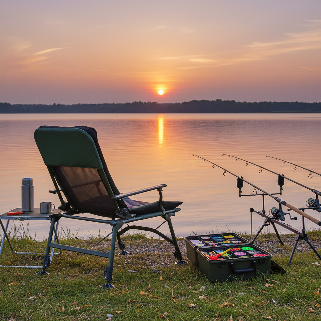 Lakeside sunset fishing