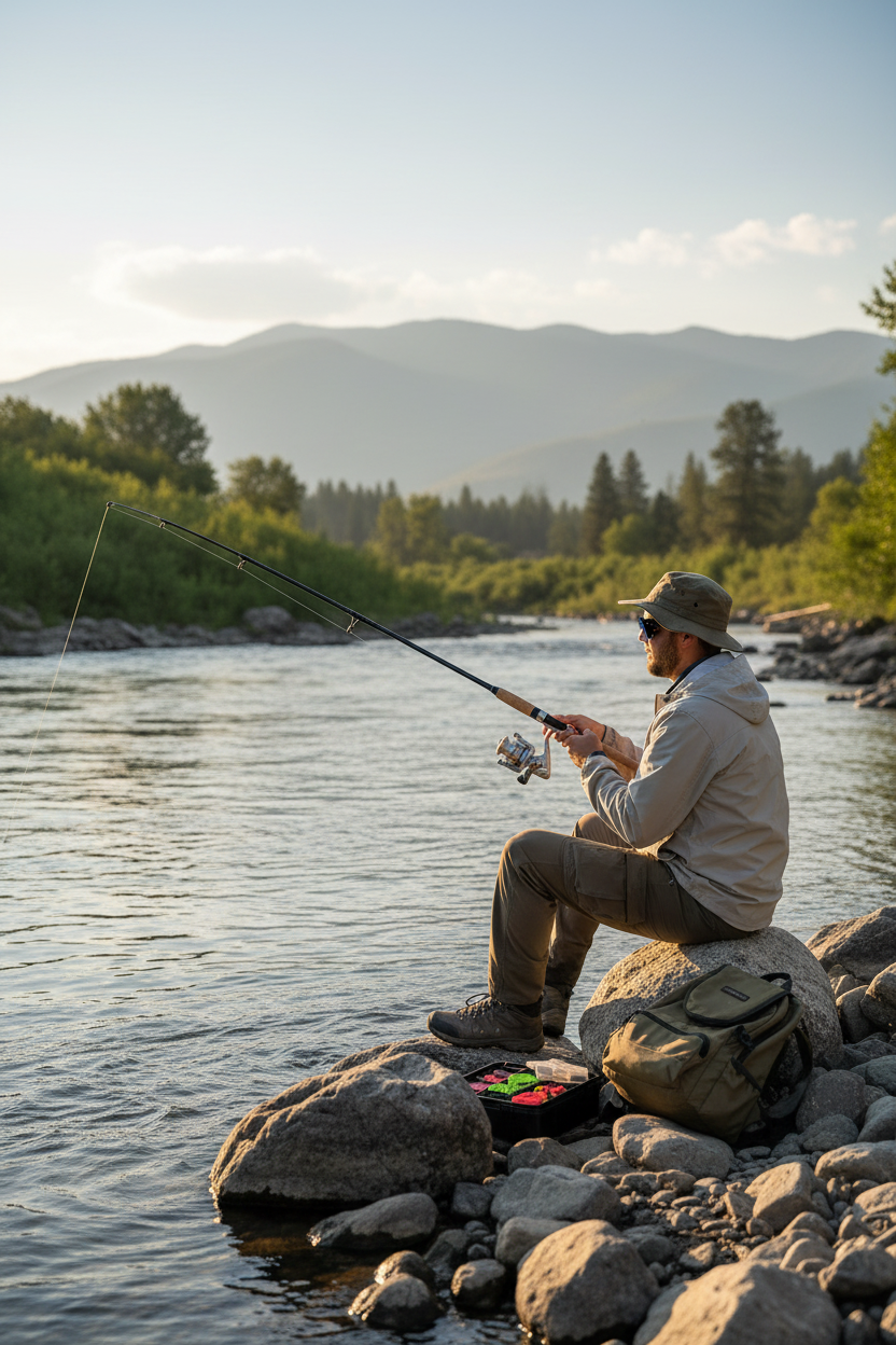 Riverside rock fishing