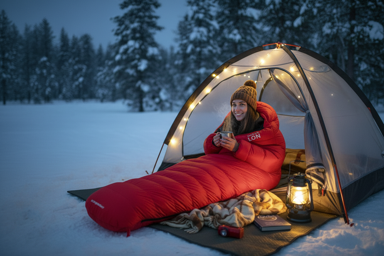 Winter tent camping